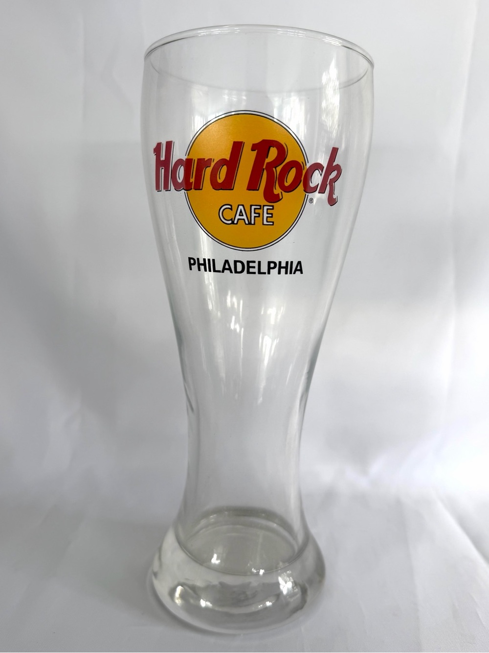 Hard Rock Cafe Philadelphia Tall Pilsner Beer Glass 8.5" EUC